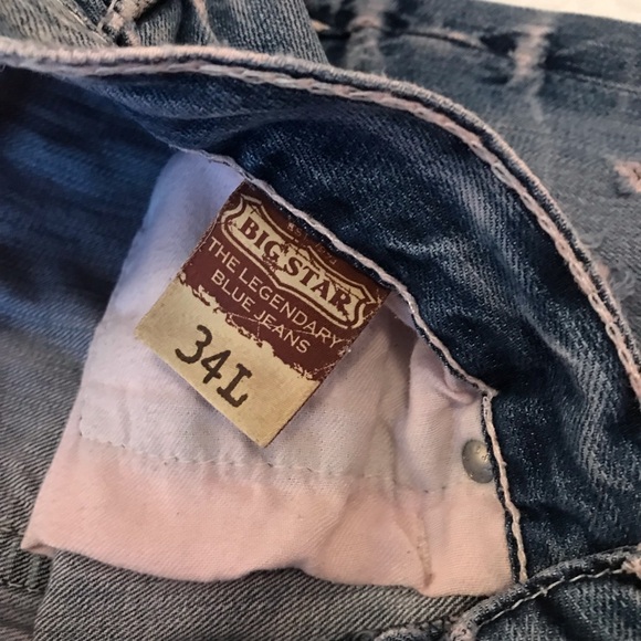 Big Star Purposely Distressed Vanguard Relaxed Jeans Size 34L - Picture 6 of 13